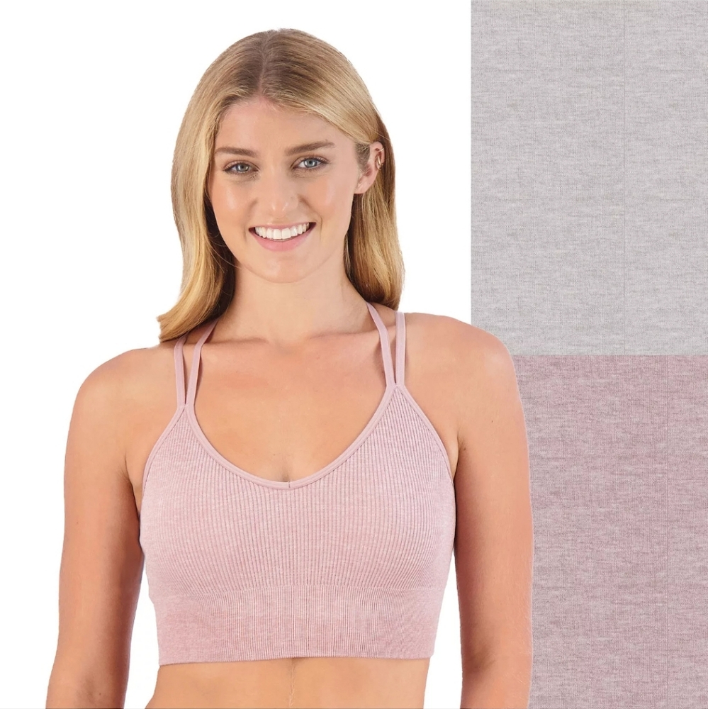 SO 2-Pack Lightly Lined Strappy Seamless Bralette Set Junior Size Medium